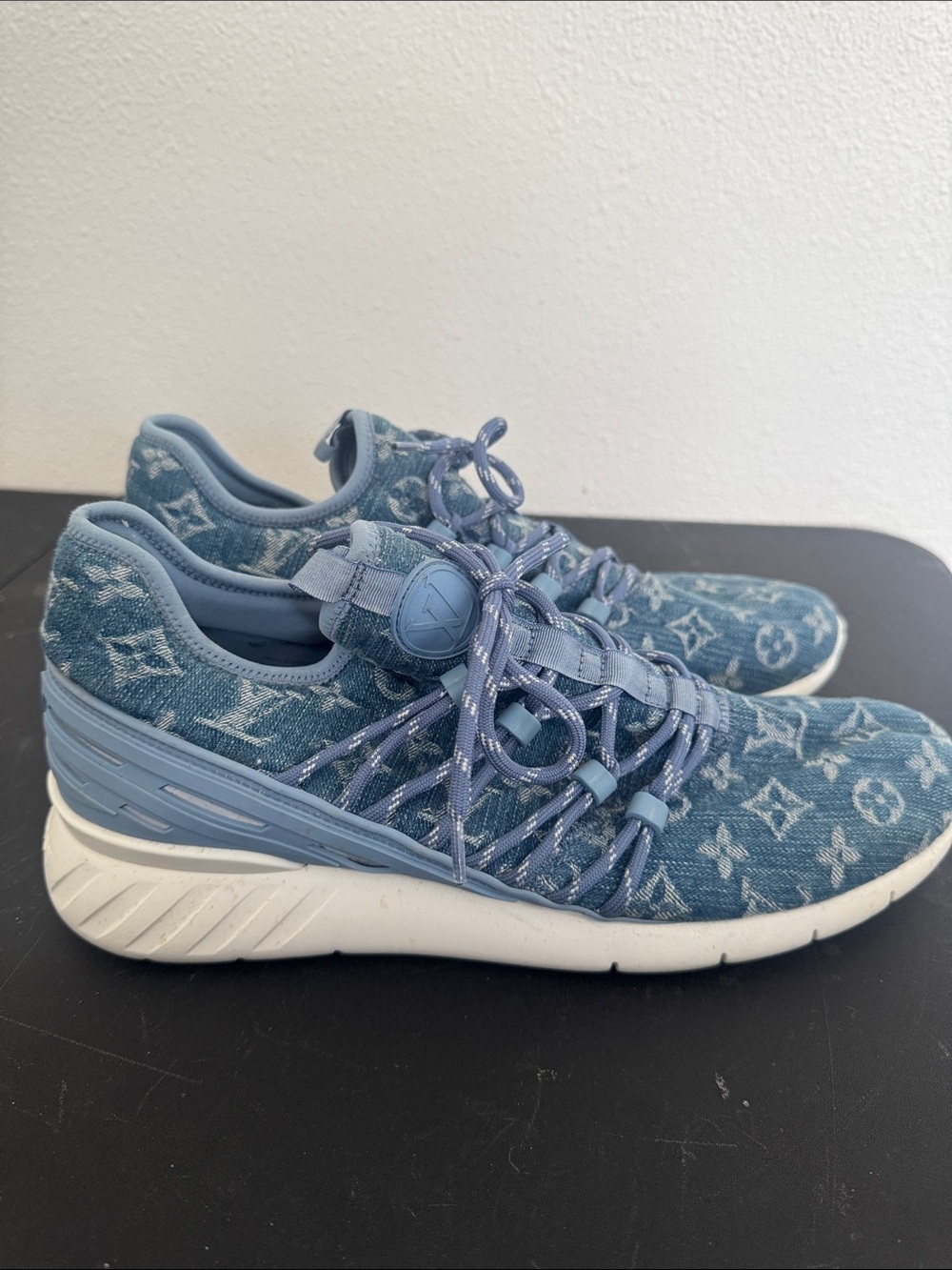 Louis Vuitton Blue Monogram Denim Sneakers - Picture 3 of 5